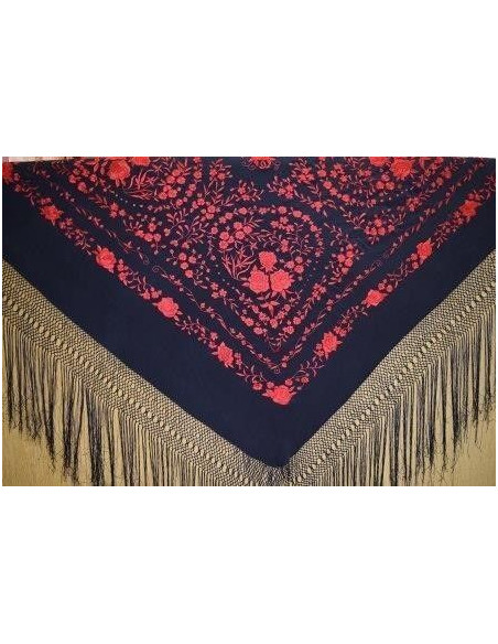 Mantón bordado a mano en seda 140cm