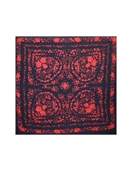 Mantón bordado a mano en seda 140cm