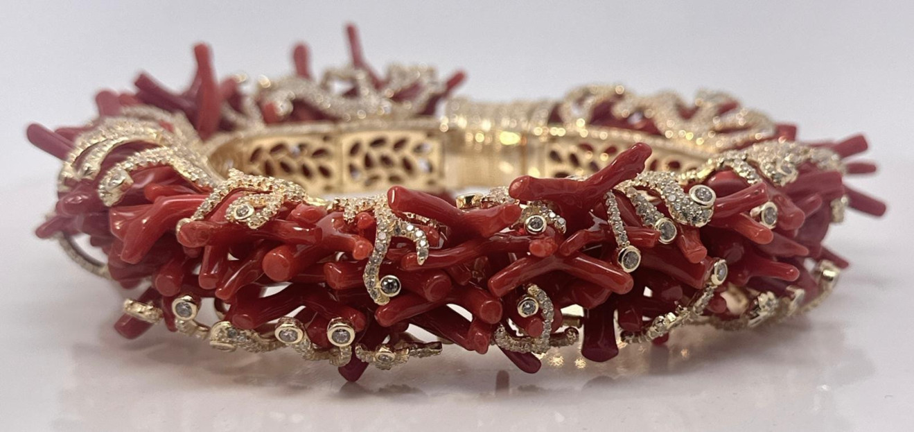 Pulsera coral plata chapada