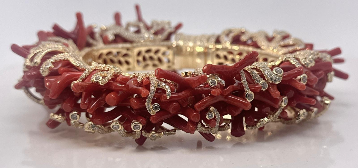 Pulsera coral plata chapada