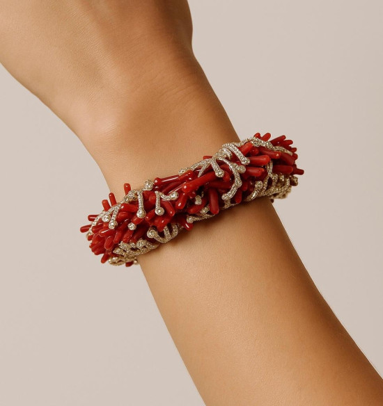 Pulsera coral plata chapada