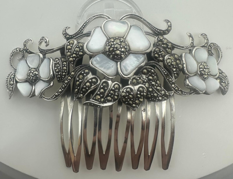 Peineta novia plata