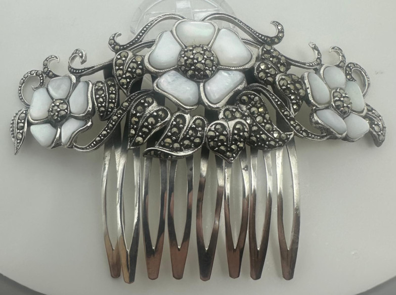 Peineta novia plata