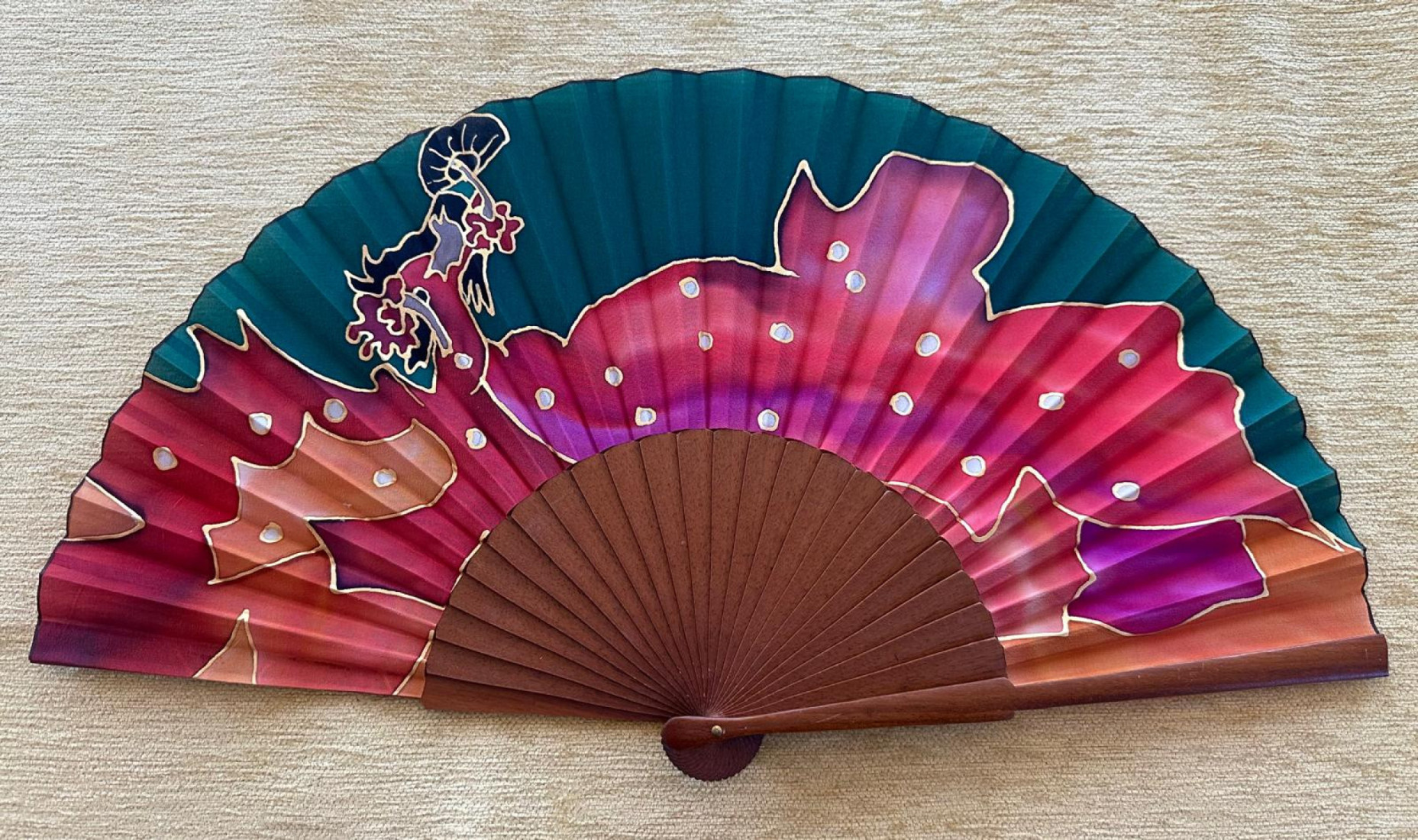 Abanico seda flamenca