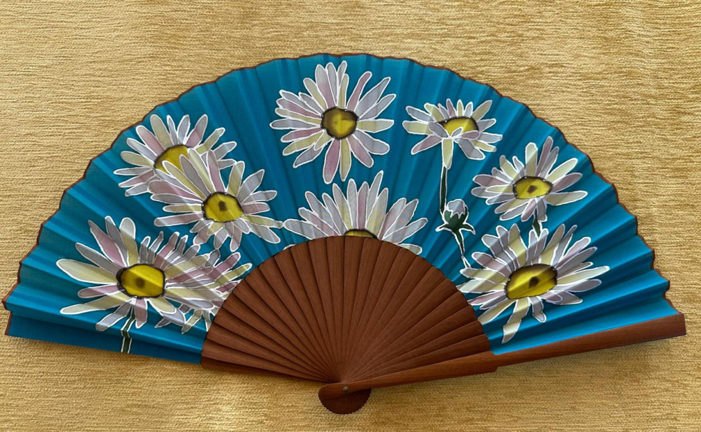 Abanico seda flores