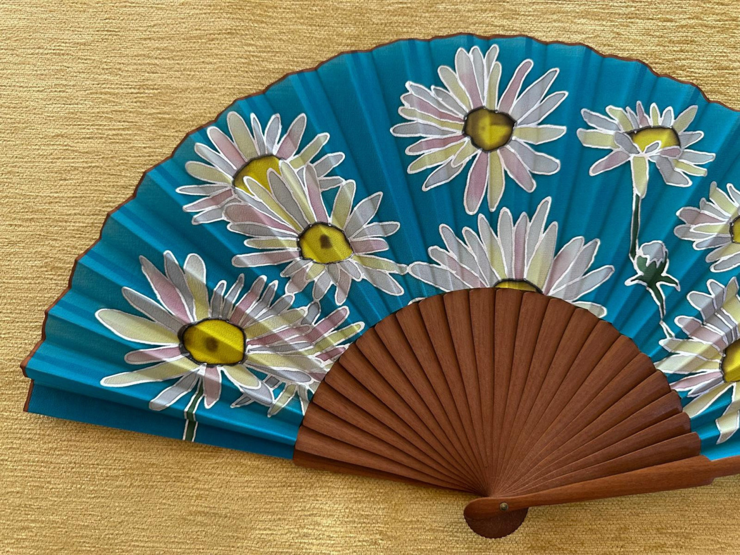 Abanico seda flores