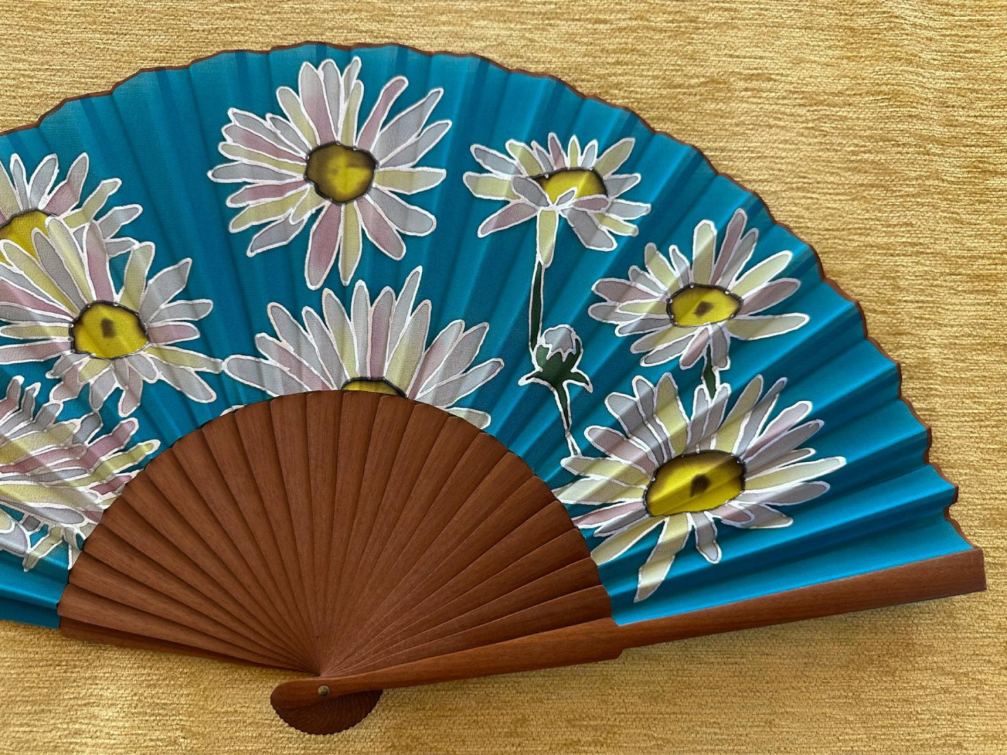 Abanico seda flores