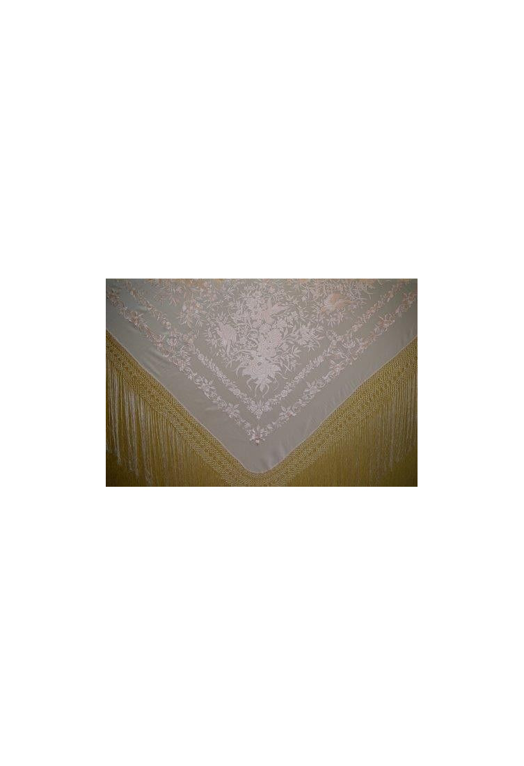 Mantón bordado a mano en seda 160 cm
