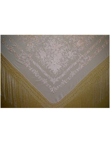 Mantón bordado a mano en seda 160 cm