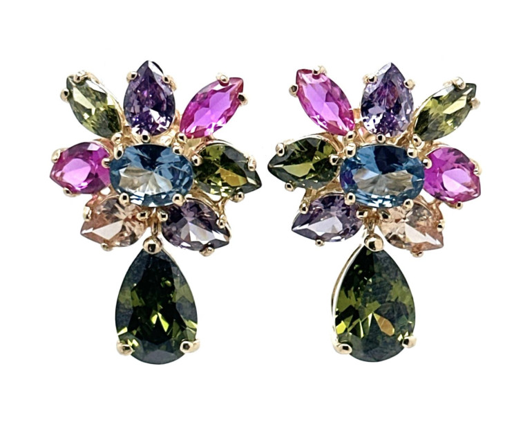 Pendiente multicolor plata chapada