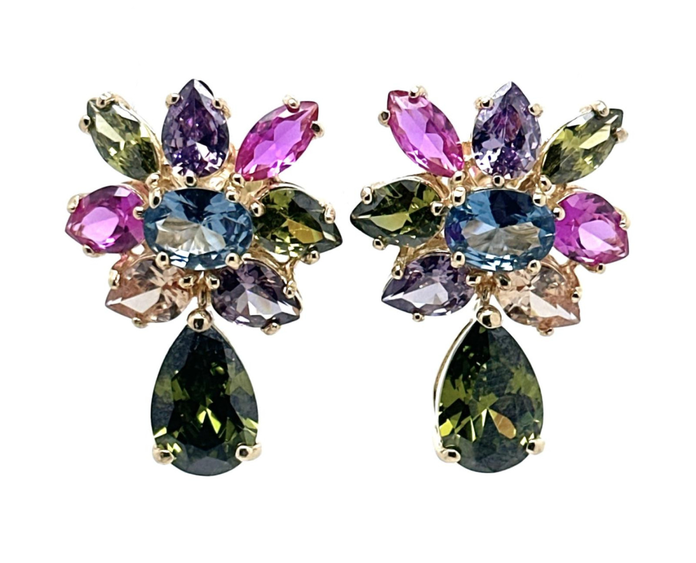 Pendiente multicolor plata chapada