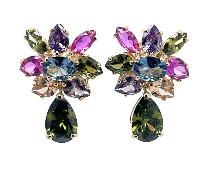 Pendiente multicolor plata chapada