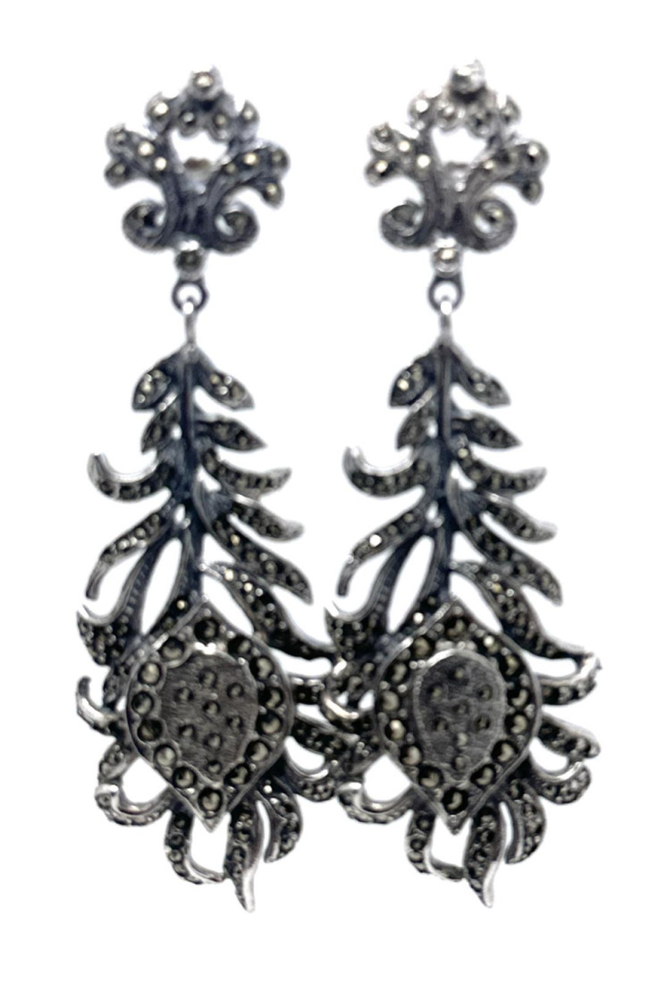 Pendiente plata marcasitas