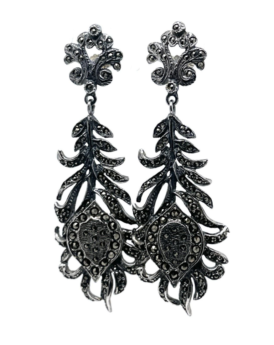 Pendiente plata marcasitas