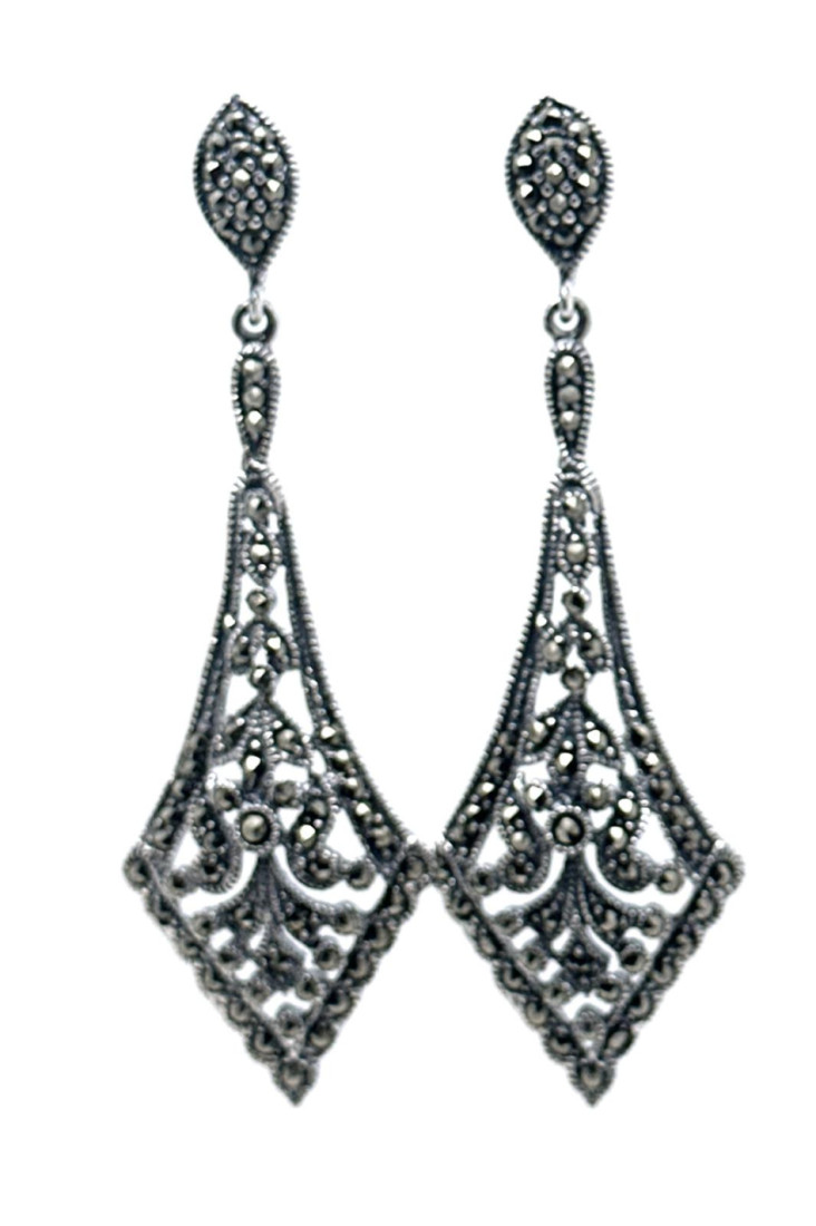 Pendiente plata marcasitas