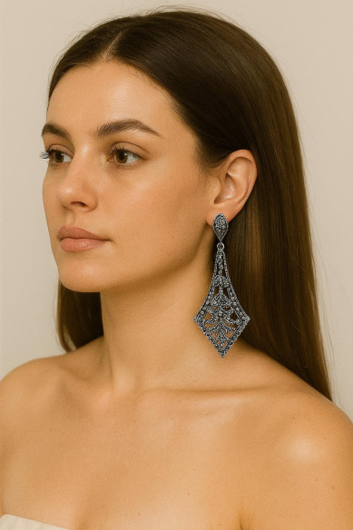 Pendiente plata marcasitas