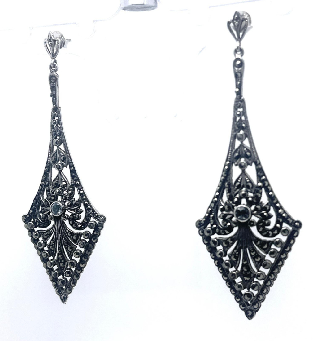 Pendiente plata marcasitas