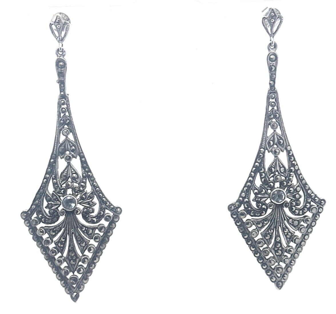 Pendiente plata marcasitas