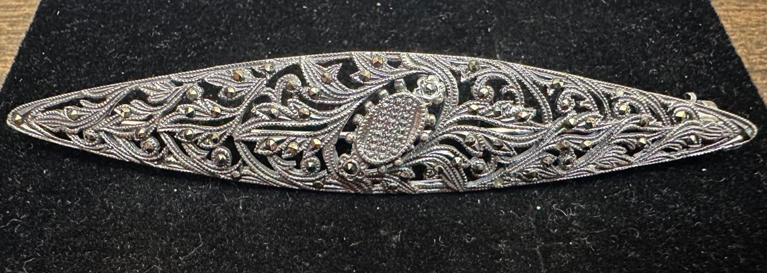 Broche marcasitas plata