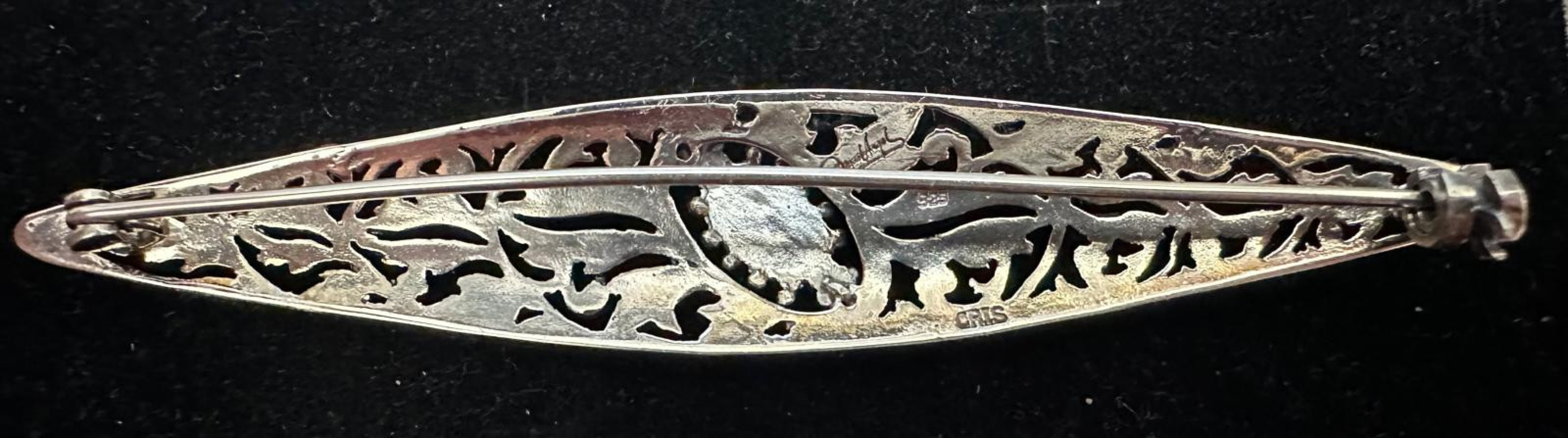 Broche marcasitas plata