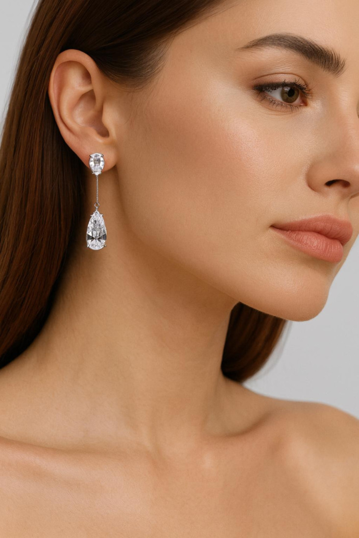 Pendiente plata cristal