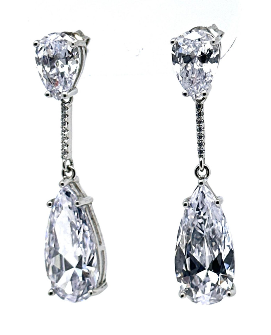 Pendiente plata cristal