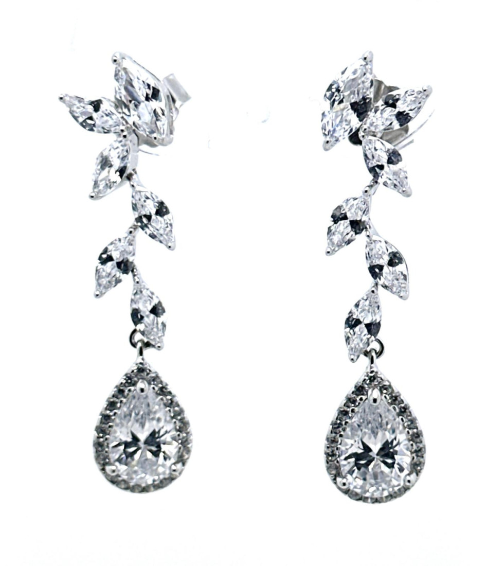 Pendiente cristal plata