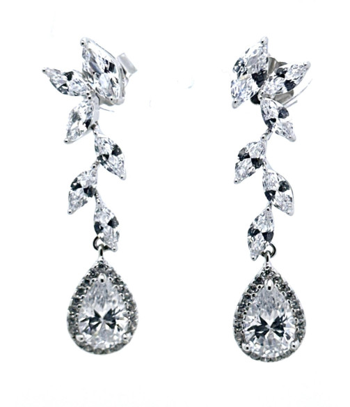 Pendiente cristal plata