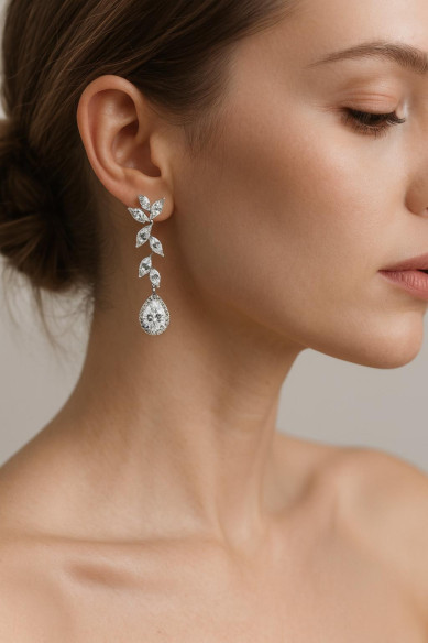 Pendiente cristal plata