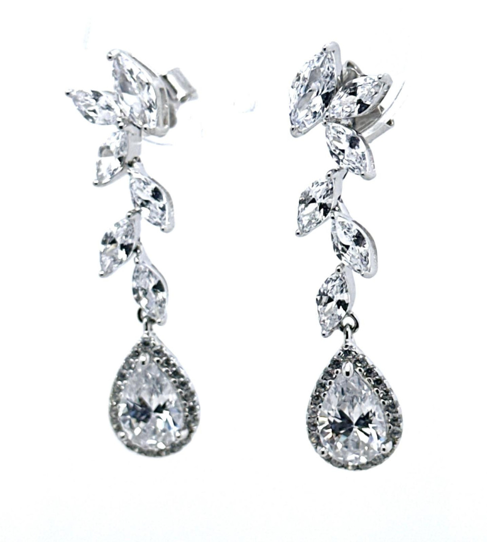 Pendiente cristal plata