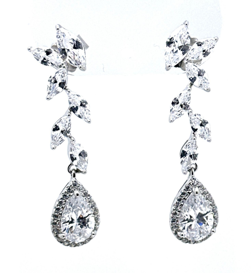 Pendiente cristal plata