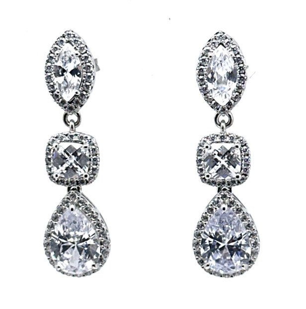 Pendiente cristal plata