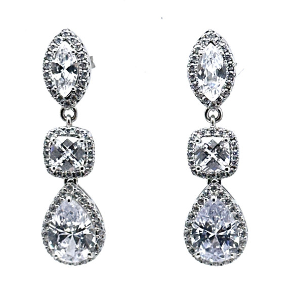 Pendiente cristal plata