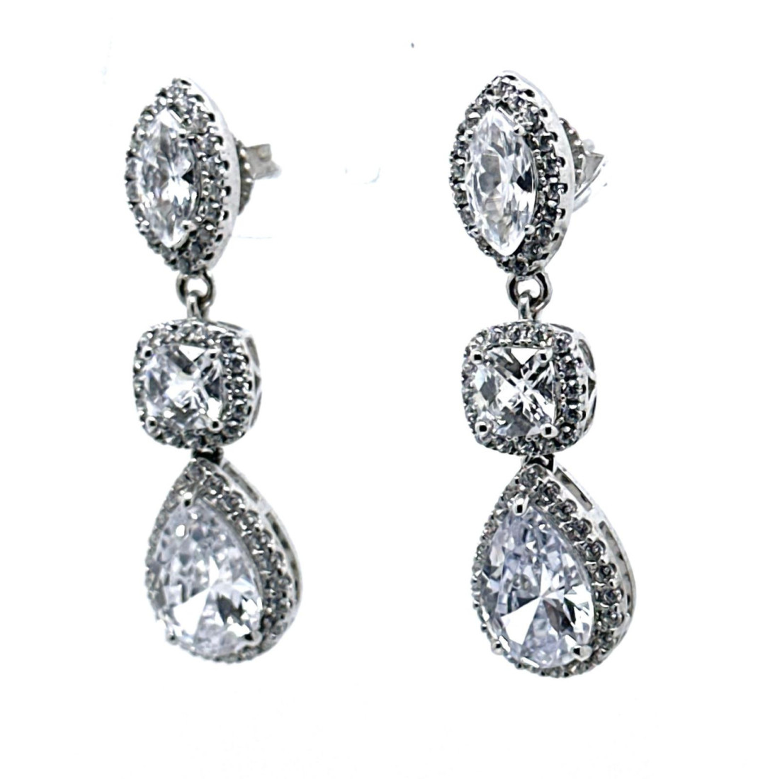 Pendiente cristal plata