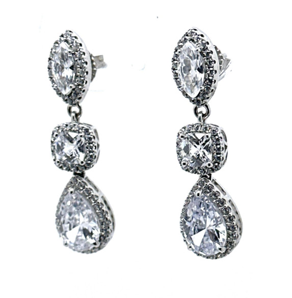 Pendiente cristal plata