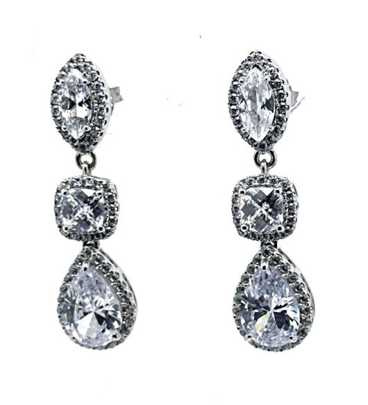 Pendiente cristal plata