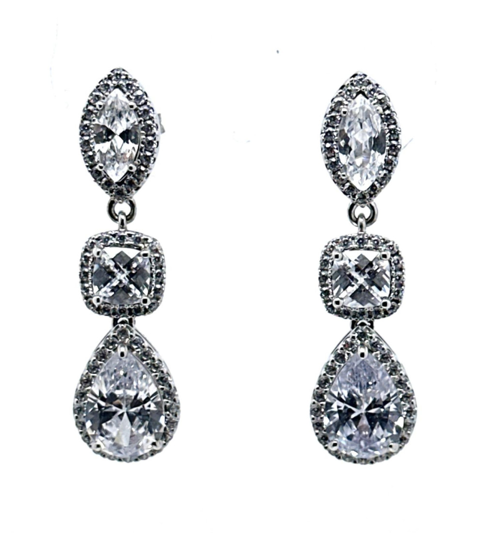 Pendiente cristal plata