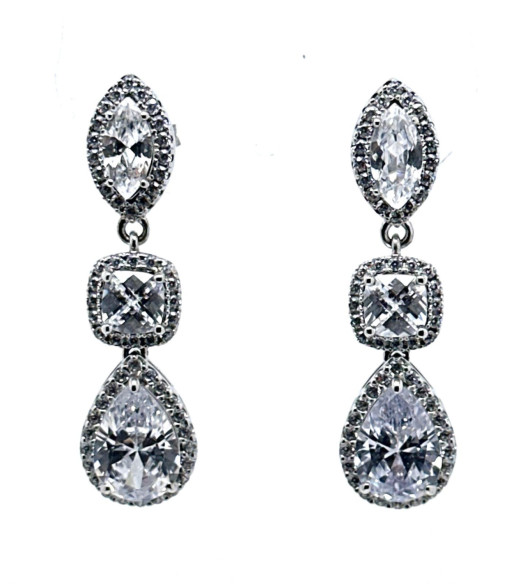 Pendiente cristal plata