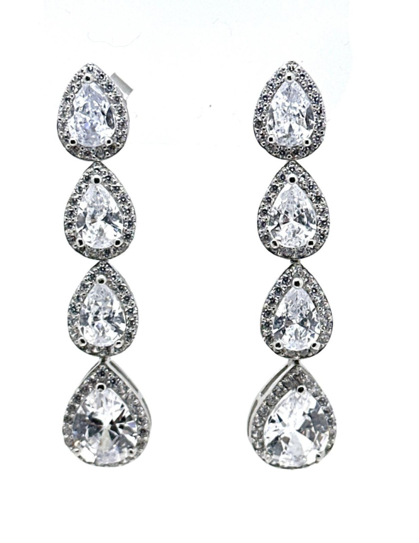 Pendiente cristal plata