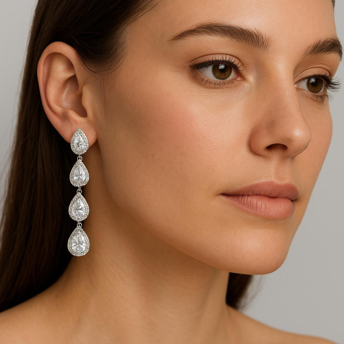 Pendiente cristal plata
