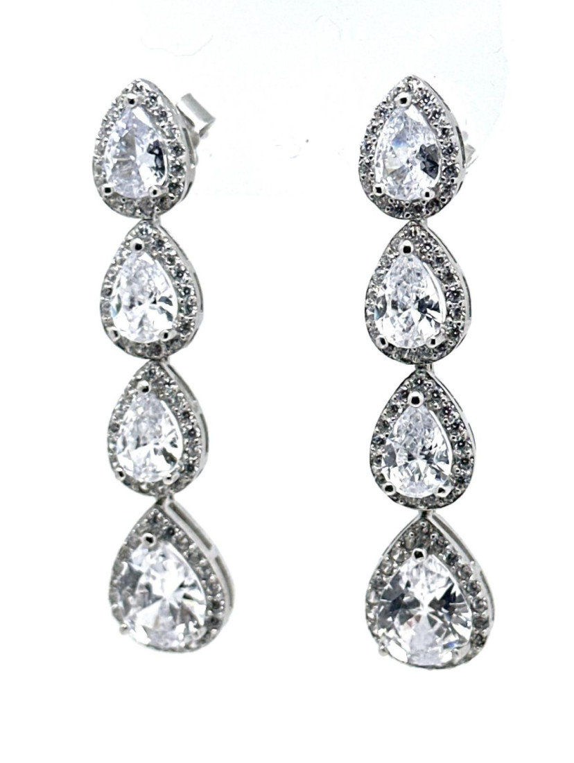 Pendiente cristal plata