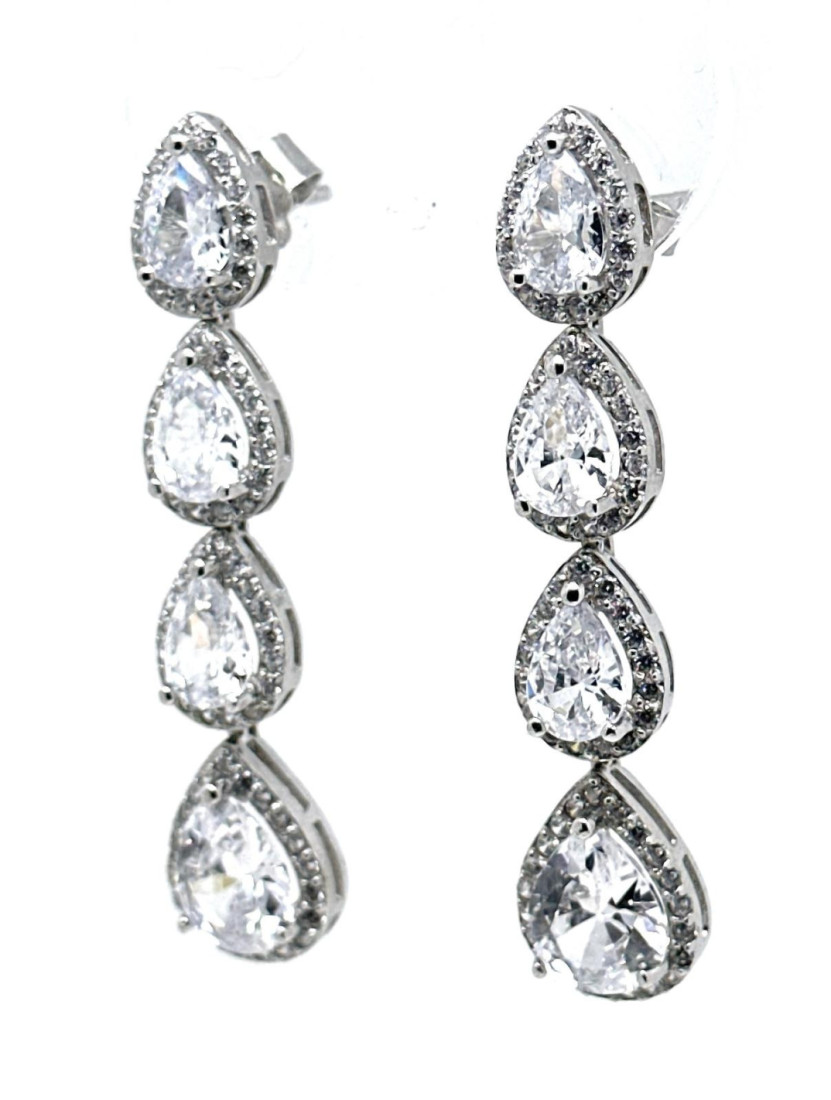 Pendiente cristal plata