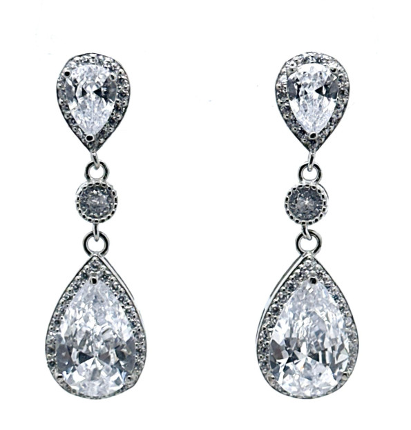 Pendiente cristal plata