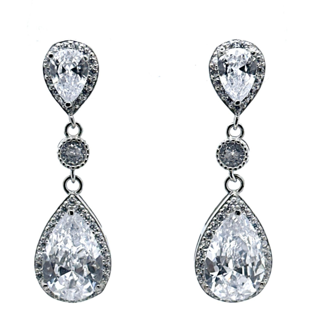 Pendiente cristal plata