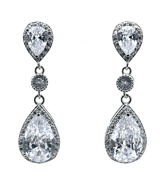 Pendiente cristal plata