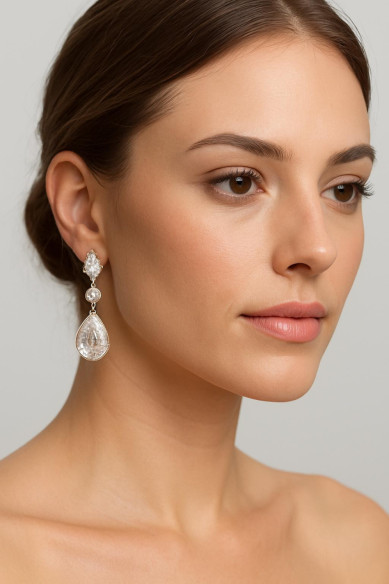 Pendiente cristal plata