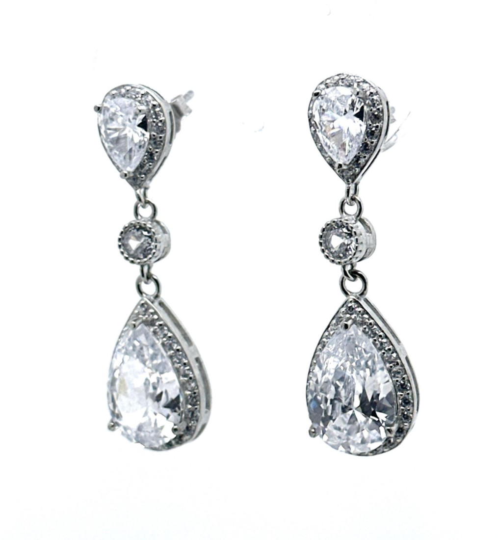 Pendiente cristal plata
