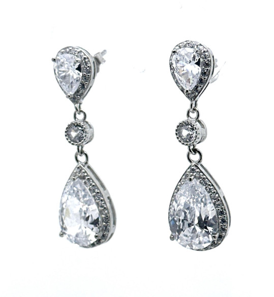 Pendiente cristal plata