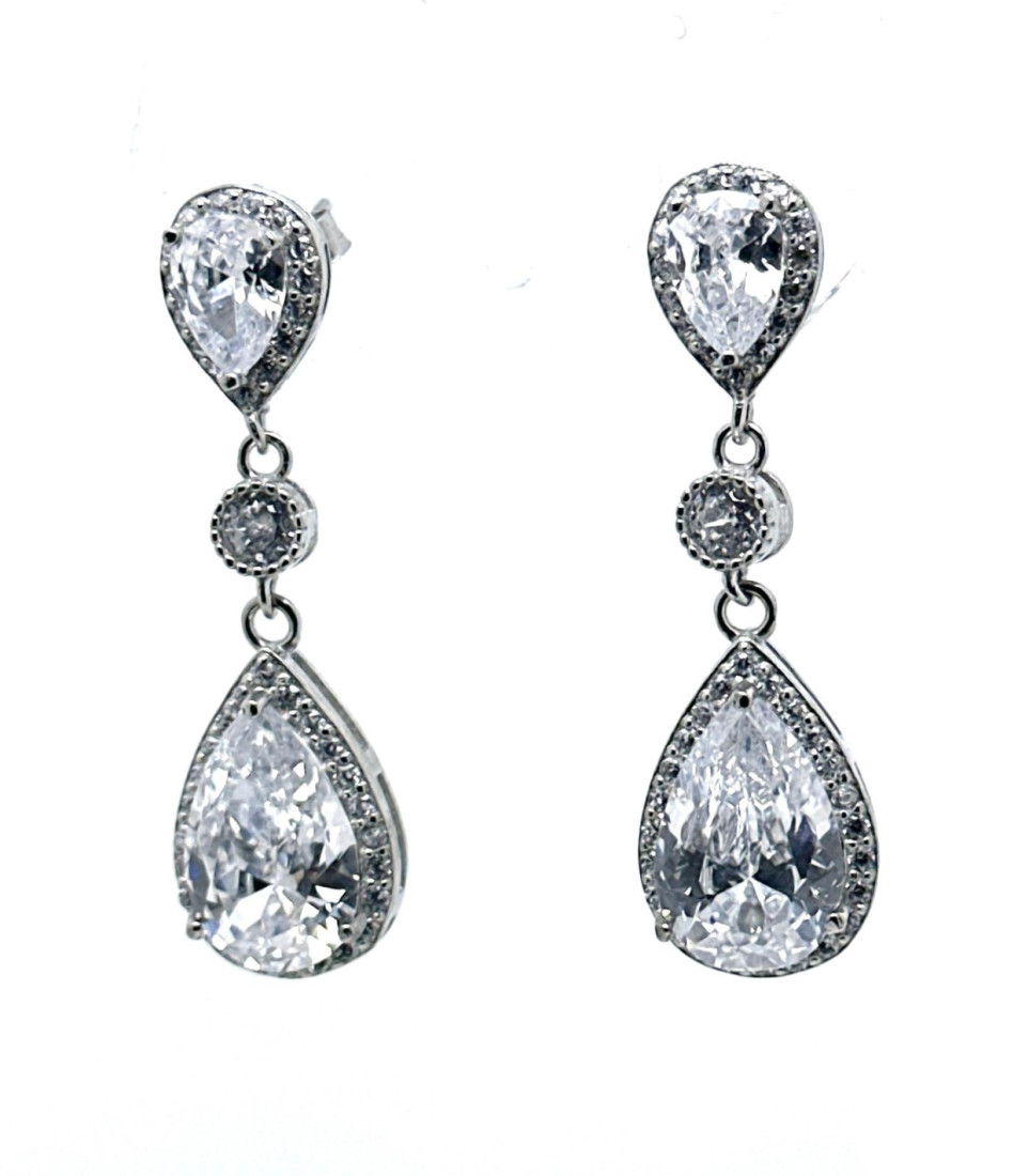 Pendiente cristal plata