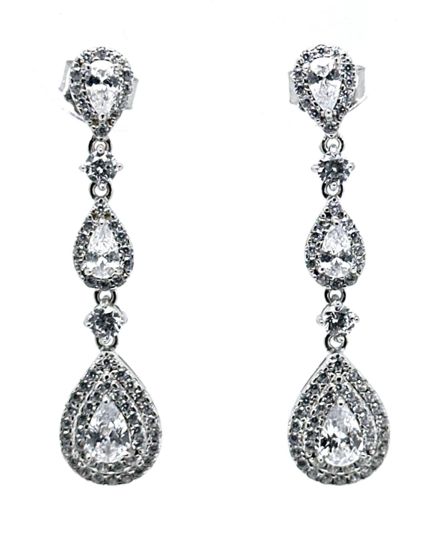 Pendiente cristal plata